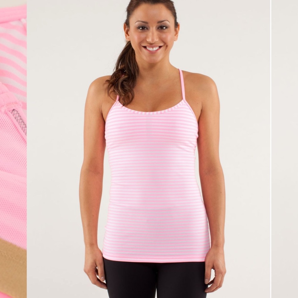 Pink shell stripe power y tank